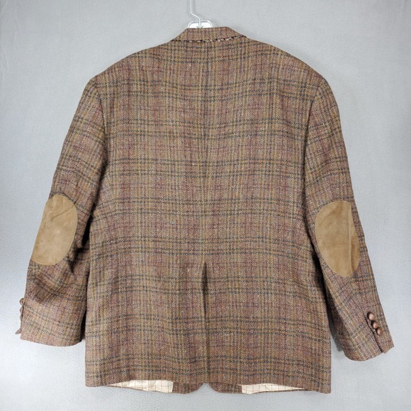 VIntage Tommy Hilfiger Blazer Mens 42R Brown Plaid Tweed Wool 3‎ Button Heritage - Picture 5 of 9